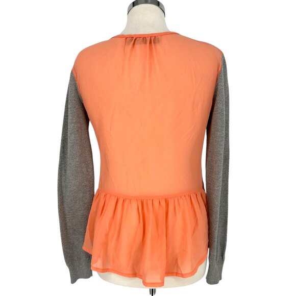 Desigual Printed Cardigan Heart Accent Sweater Sheer Back Size Medium - Picture 6 of 10